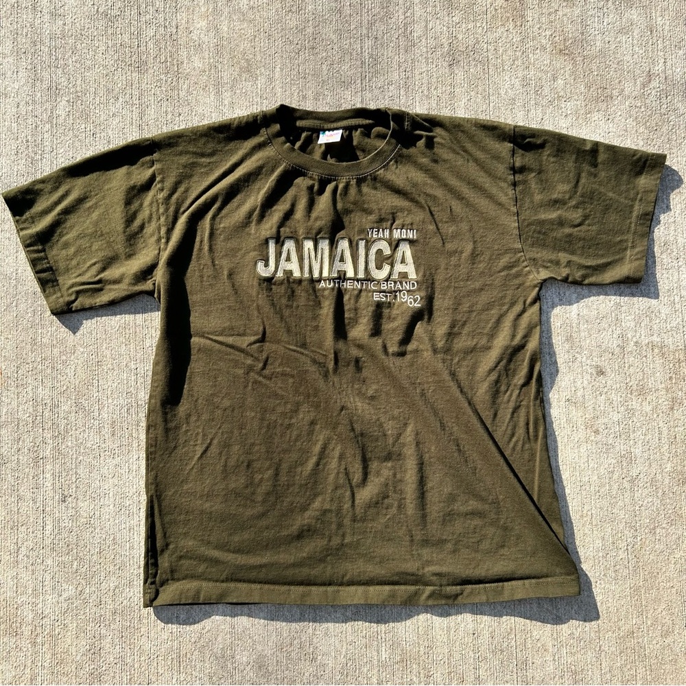 Vintage Jamaica Yeah Mon! Island Tees Men’s XL Dark Green Authentic Brand Y2K